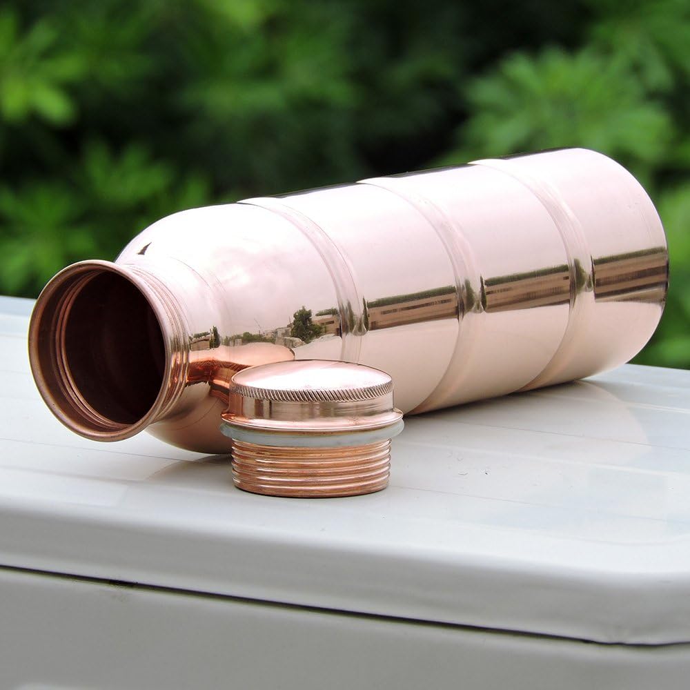 Seamless Pure Copper Water Bottle UNLINED, UNCOATED and LACQURE FREE for Ayurvedic Health Benefits, 1000 Ml (33.81 Fl Oz)