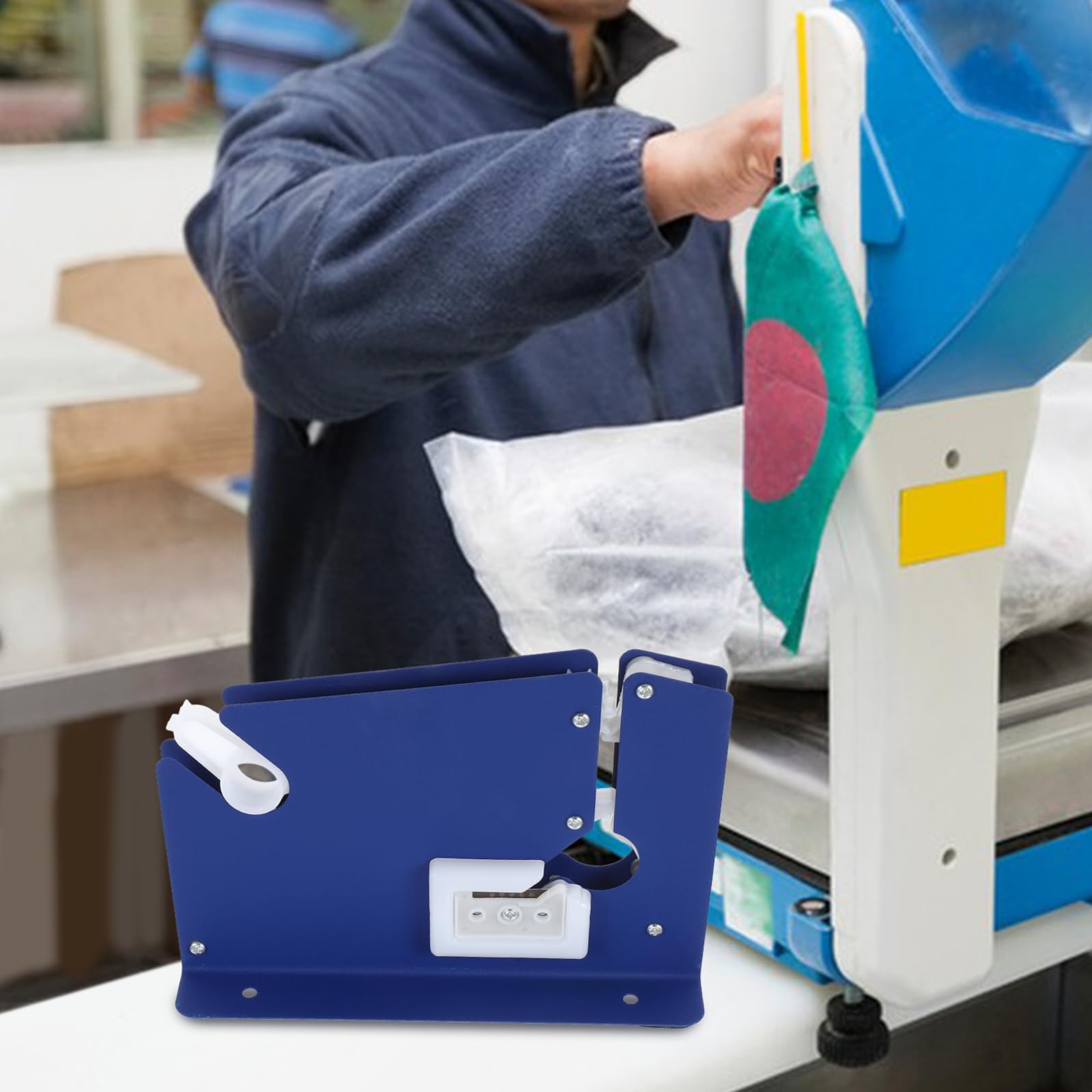 Machine Scelleuse Manuelle Fer Mat avec Coupe Intégrée pour Sacs Plastiques Distributeur de Ruban Adhésif Antidérapant Usage Supermarché et Stockage Alimentaire