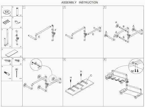Miniatura 8 de MAIKAILUN Estante para vinos montado en la pared de 2 niveles, colgante industrial flotante de 24 pulgadas, estantes pequeños para licores con 4