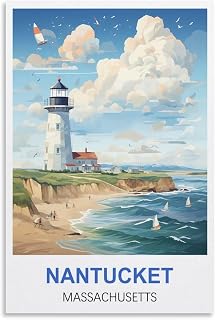 WHCNGEH Nantucket Massachusetts Vintage Travel Poster 08x12inch(20x30cm) Canvas Art Print Wall Art Decor Picture