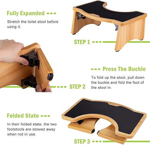 Miniatura 10 de StrongTek Taburete de inodoro mejorado en cuclillas, taburete de madera para baño, madera extra gruesa, capacidad resistente de 350 libras, cómodo