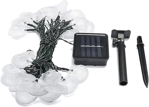 Miniatura 9 de Guirnalda de luces solares de 20 pies, impermeable, 30 LED, concha, luces decorativas de hadas, 8 modos para verano, jardín, paisaje, boda, fiesta,