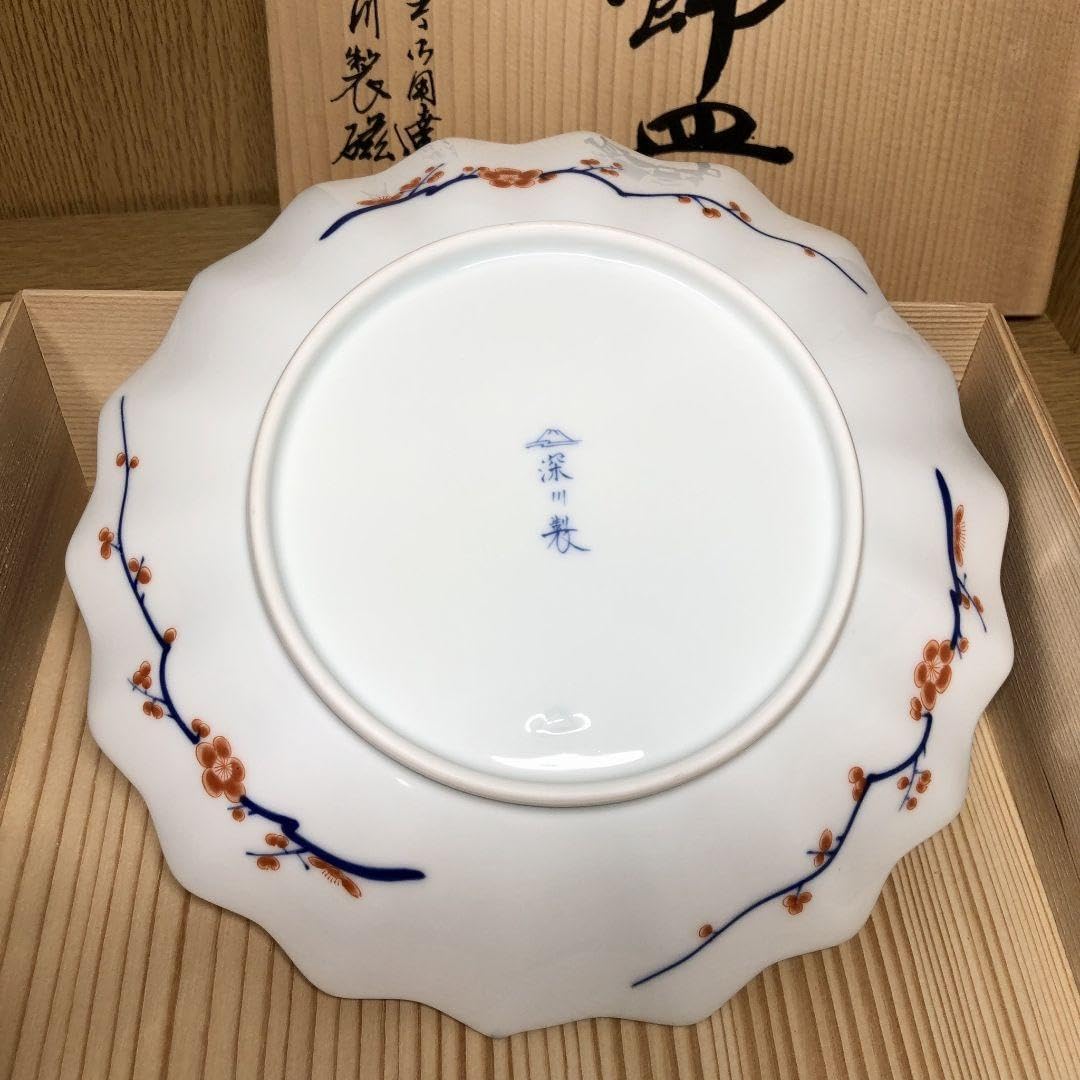 Amazon | 深川製磁 染錦 松竹梅 飾皿 豪華 金彩 菊割 レア | ノー 