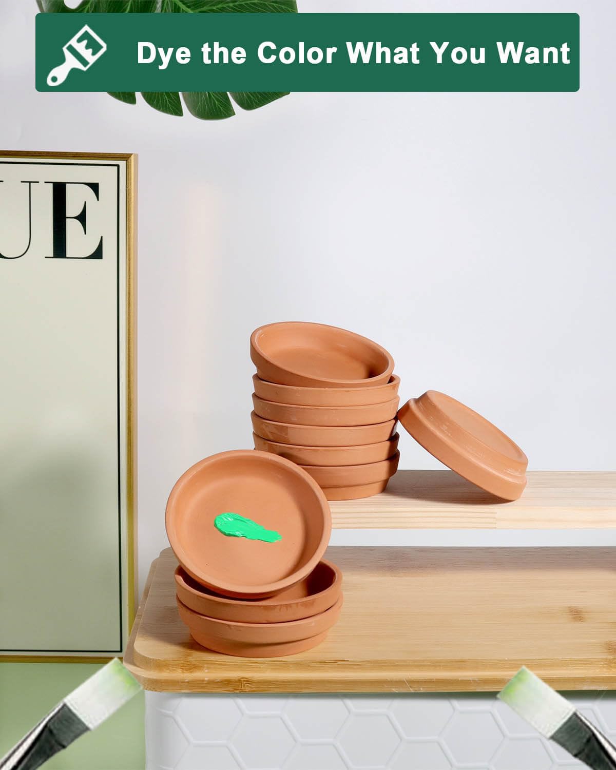 vensovo Sottovasi per piante in terracotta da 7,6 cm, 12 mini piattini per piante da interno ed esterno, piccoli vassoi in argilla, perfetti per vasi da fiori da 5 cm e 6,3 cm