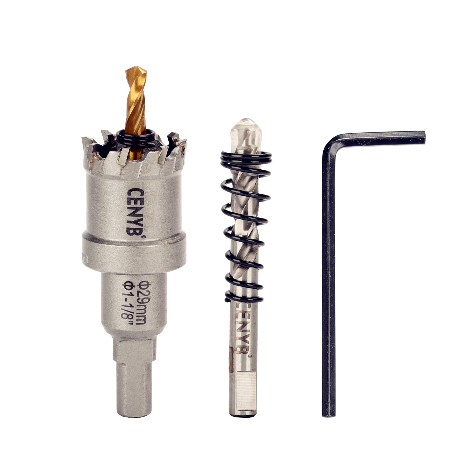 2-1/8" (54mm) Tungsten Carbide Tipped Hole Saw with 2Pcs Titanium-Plated Pilot Drill Bits for Metal, Steel, Iron, Wood, Plastic — view 35