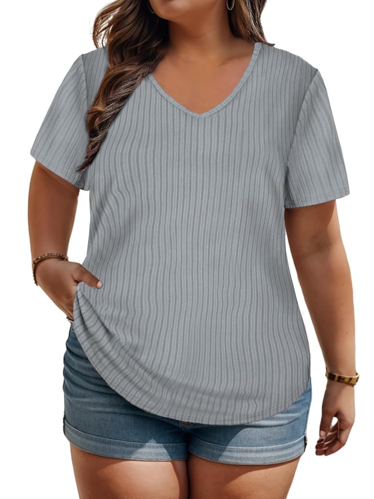 Plus Size Tops for Women XL V Neck Summer Casual Short