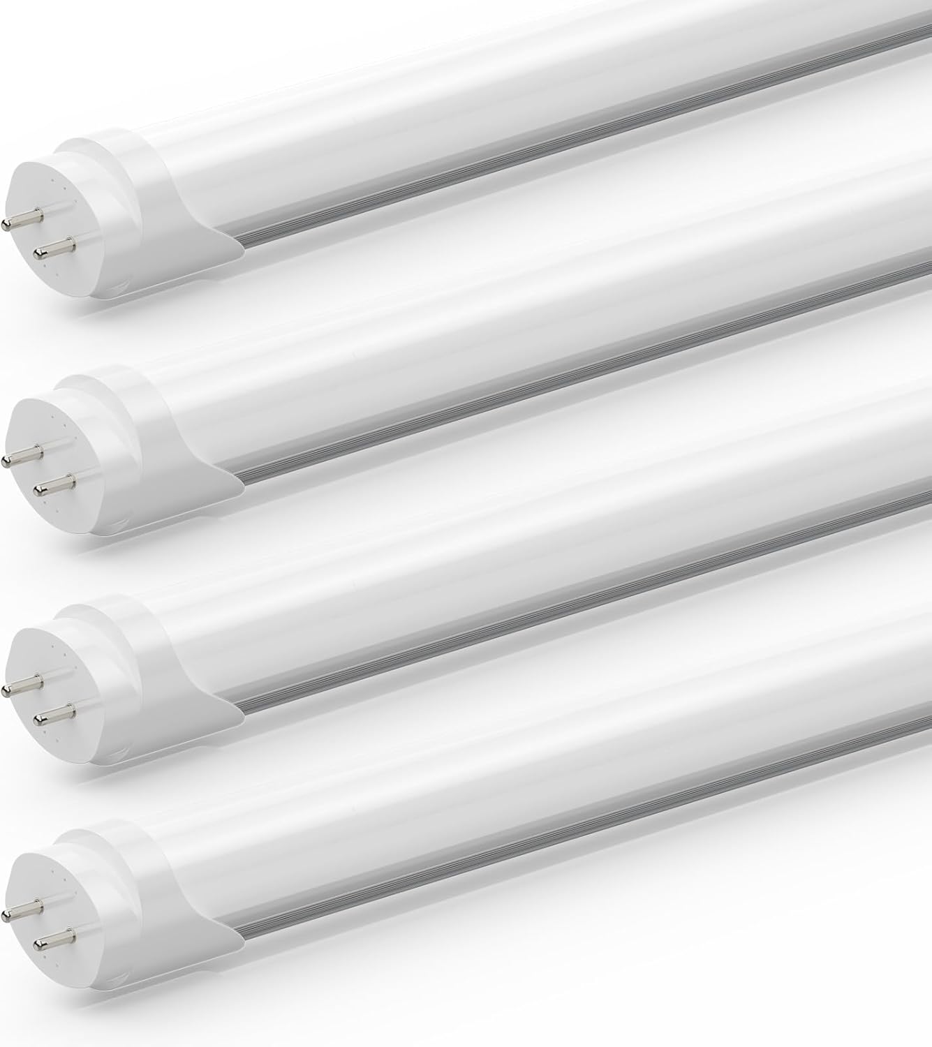 T8 LED Bulbs 4Ft, 24W 3120 Lumen, T10 T12 65W Equivalent Fluorescent Replacement, 6500K Cool White, Type A+B 4 Foot Tube Light for Office Shop Light, Remove Ballast or Plug & Play, 4 Pack Frosted Cover 4
