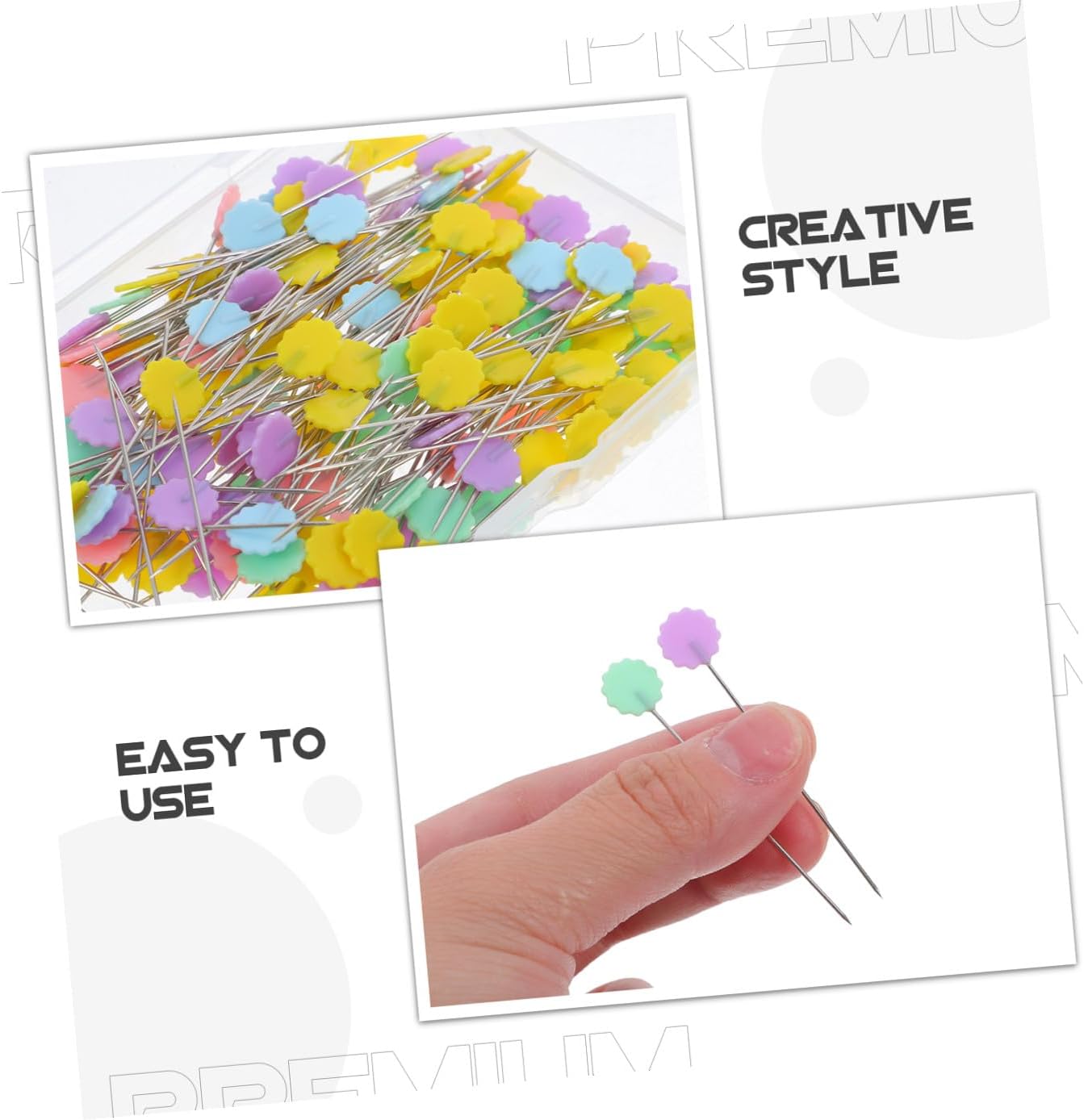 Angoily 200pcs Flower Shaped Head Sewing Pins Straight Quilting Pins with Storage Box for Dressmaking Crafts and DIY Projects Flower Head Pins