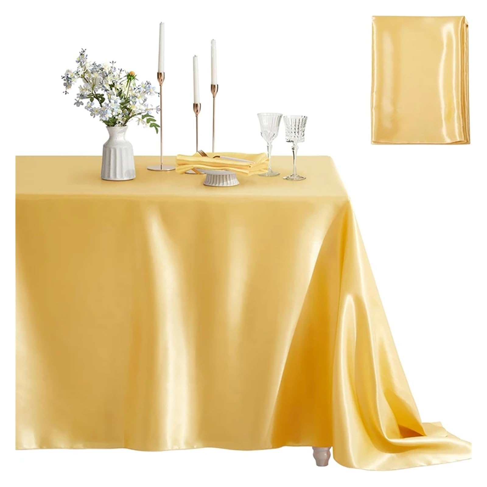 LuMOUzhou Reusable Rectangle Satin Tablecloth Satin Rectangle Tablecloth Multicolor 145x100-335cm For Wedding Party Banquet(Onecolor,145x335cmX1Pcs)