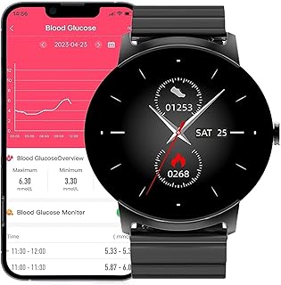 Blood Sugar Monitor Watch, Fashionable Sports Smart Watch with NFC/Blood Pressure/Blood Oxygen/Heart Rate/Body Temperature/Step Counting/Information Push/24H Blood Glucose Monitoring Smartwatch ( Colo