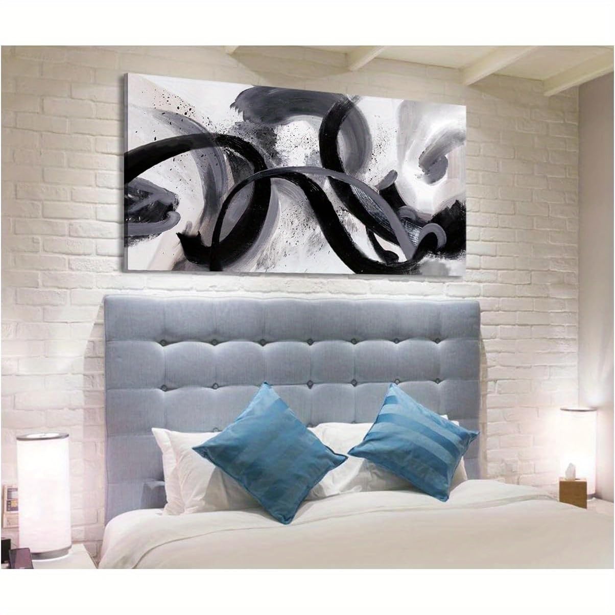 CWZBFEH Modern Abstract Line Wall Art Canvas Painting - -Scale Minimalist Geometric Line Drawing for Living Room(55x110cm/No frame)