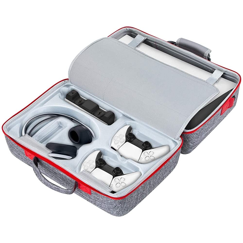 Custodia protettiva per PS5 Host - Custodia rigida in EVA per custodia protettiva per controller P5 con tracolla, Grigio, Borsa portaoggetti per PS5 Host Protettivo