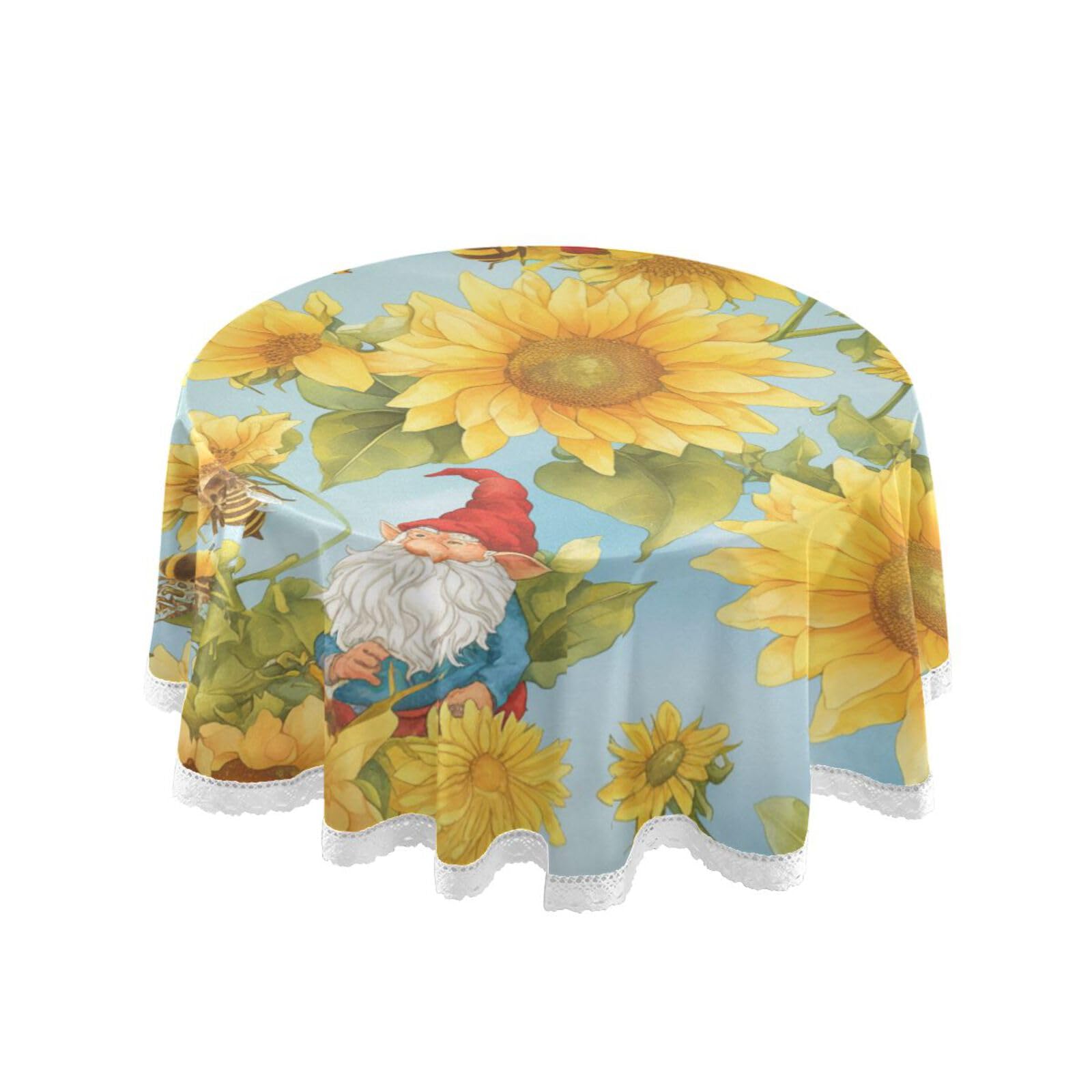 Nappe ronde tournesol en dentelle pour sublimer vos déjeuners de jardin et repas d'été