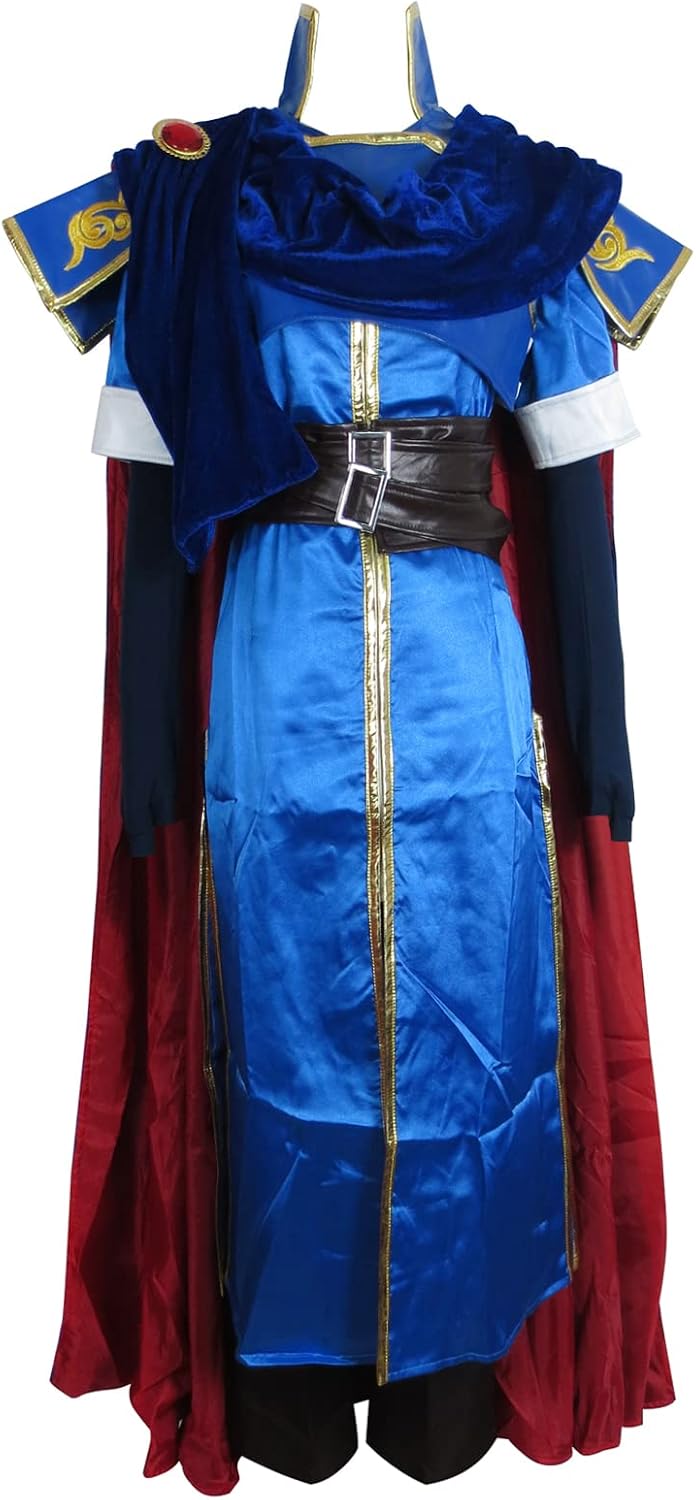US Size Pleuche Cape Blue Top Brown Pants Cosplay Costume