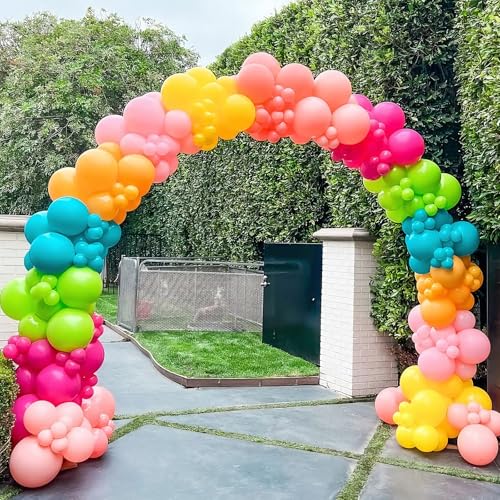 Image of YMSZ Rainbow Balloons, 67pcs 12 Inch Colorful Party Balloons for Birthday, Baby Shower, Engagement, Wedding Party Decorations