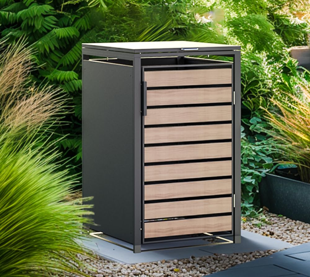 Westmann Lacina 1 Mülltonnenbox für 1x240 l, Stahl in Holzoptik, Anthrazit