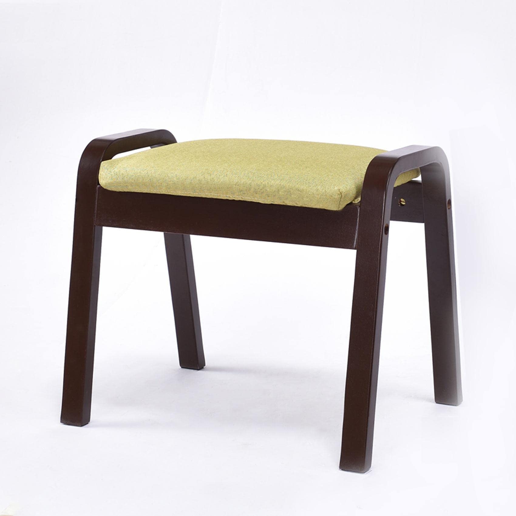 LMMIAOZ Linen Footstool for Living Room and Bedroom Small Square Rest Stool for Outdoor Use Matcha Green (44.5X33X36CM)