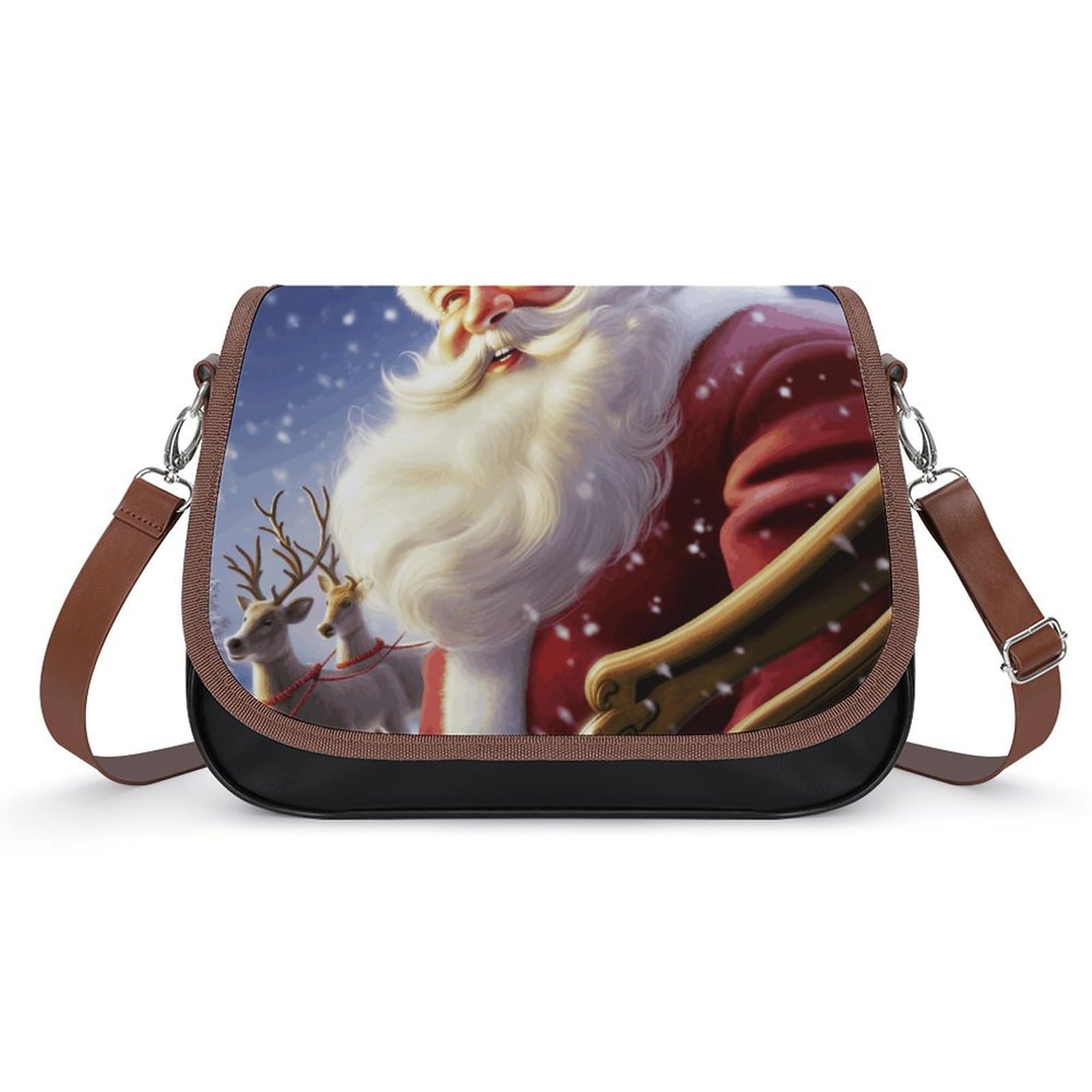 Smiling Santa Claus Laptop Tote Bag Leather Computer Bags Lined Shoulder Purse Purses And Handbags Business Office Work Bag Top Handle Handbag for Women