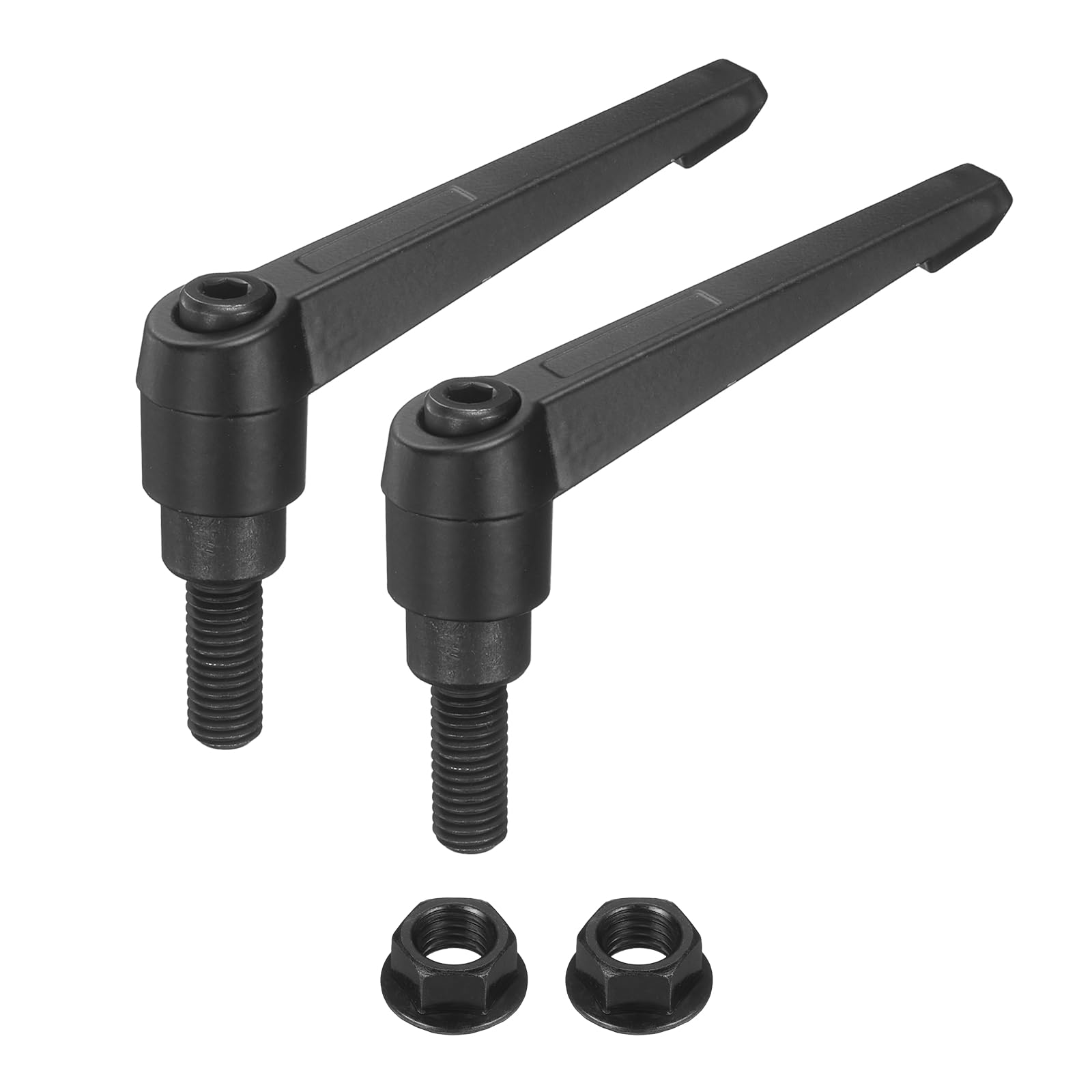 sourcing map 2Pcs Adjustable Clamping Lever Handles, M10x25mm Zinc Alloy Male Thread Stud Knobs with Nuts Quick Release Bolt Rotating Screw Handles for Lathes Woodworking, Black