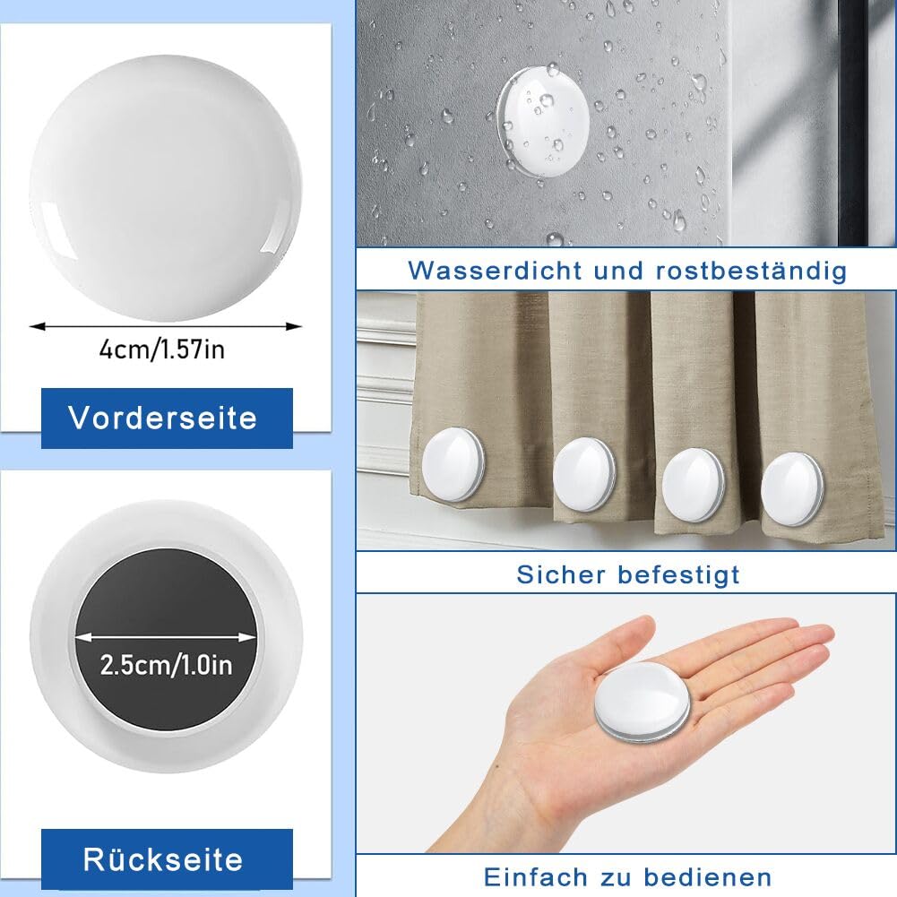 8 szt. Białych Obciążników do Zasłony Prysznicowej, Obciążniki Magnetyczne Kurtyny patio, Obciążniki Dolne Kurtyny na Zasłony, Firanki, Obrusy, Zasłony Prysznicowe