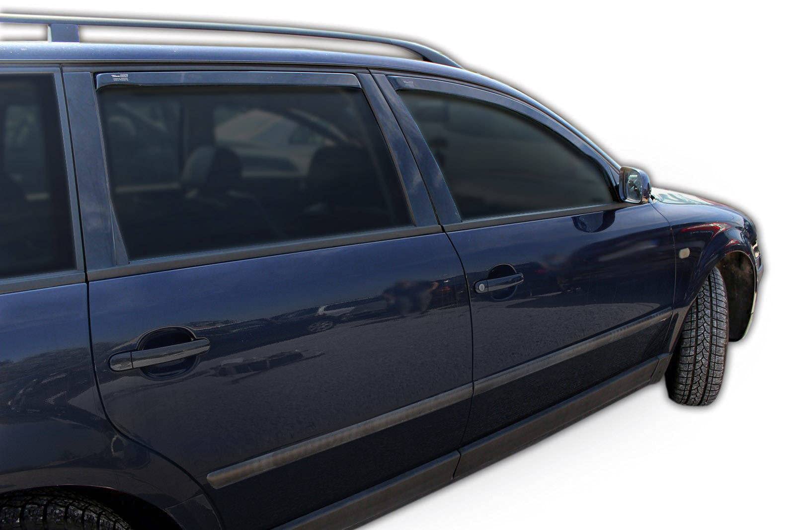 J&J AUTOMOTIVE Windabweiser passend für Volkswagen Passat B5 Kombi 1997-2004 4tlg, Heko Regenabweiser Vorne Hinten Getönt Dunkel Passform