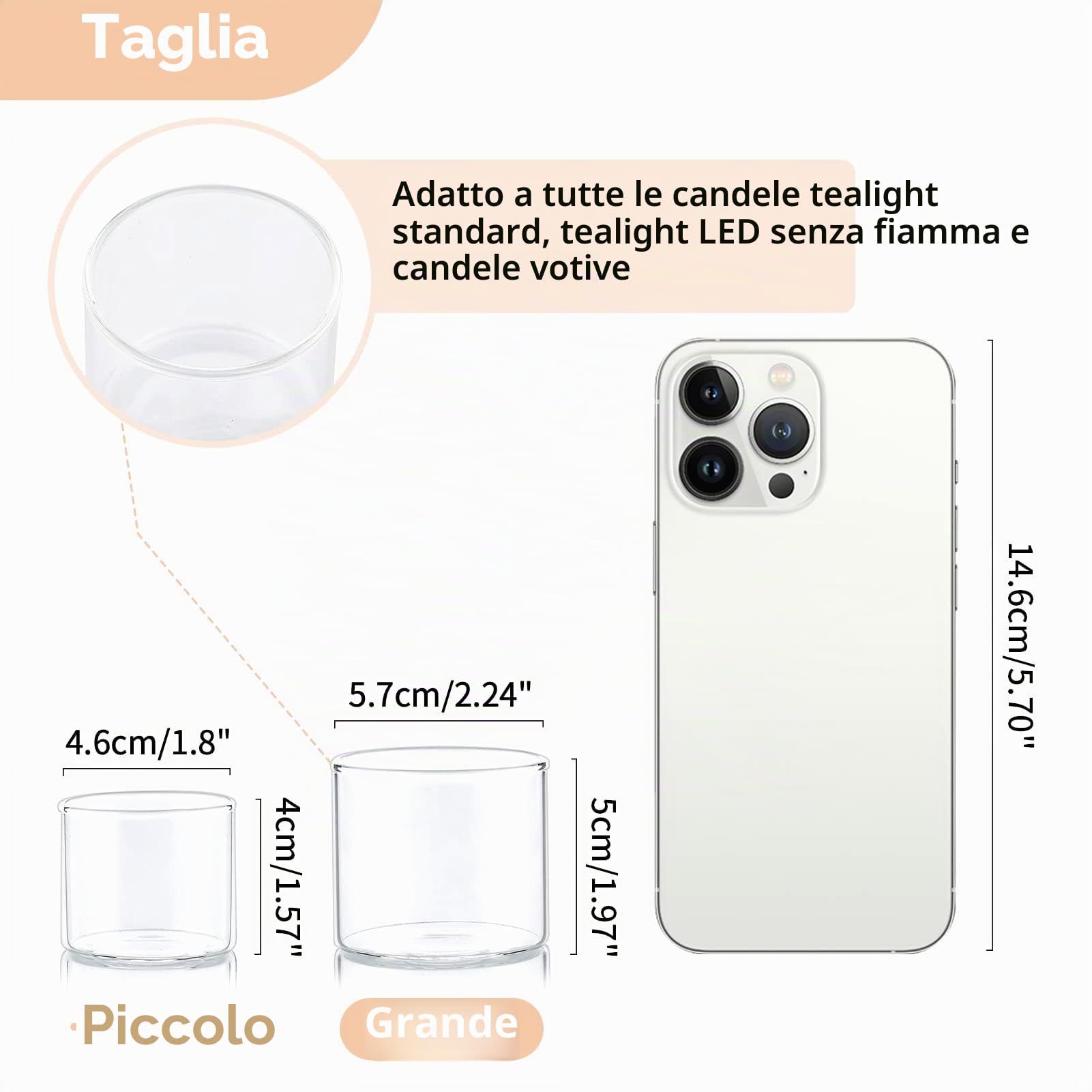 Nuptio Portacandele Clear Votive/Tea Light Glass, Ideali per Feste, Matrimoni, Eventi Speciali, aromaterapia e Uso Quotidiano