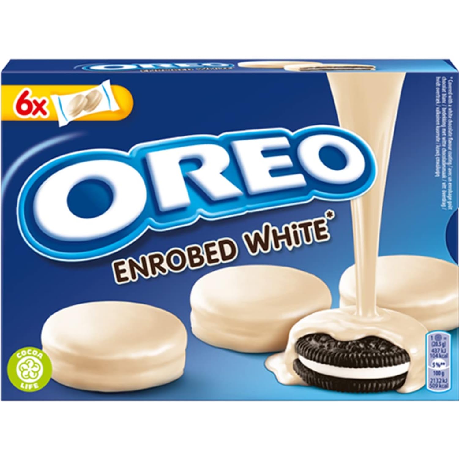 Oreos Enrobed White Cookies Covered With White Chocolate Box Of 6 Pack 246g (Imported UK)