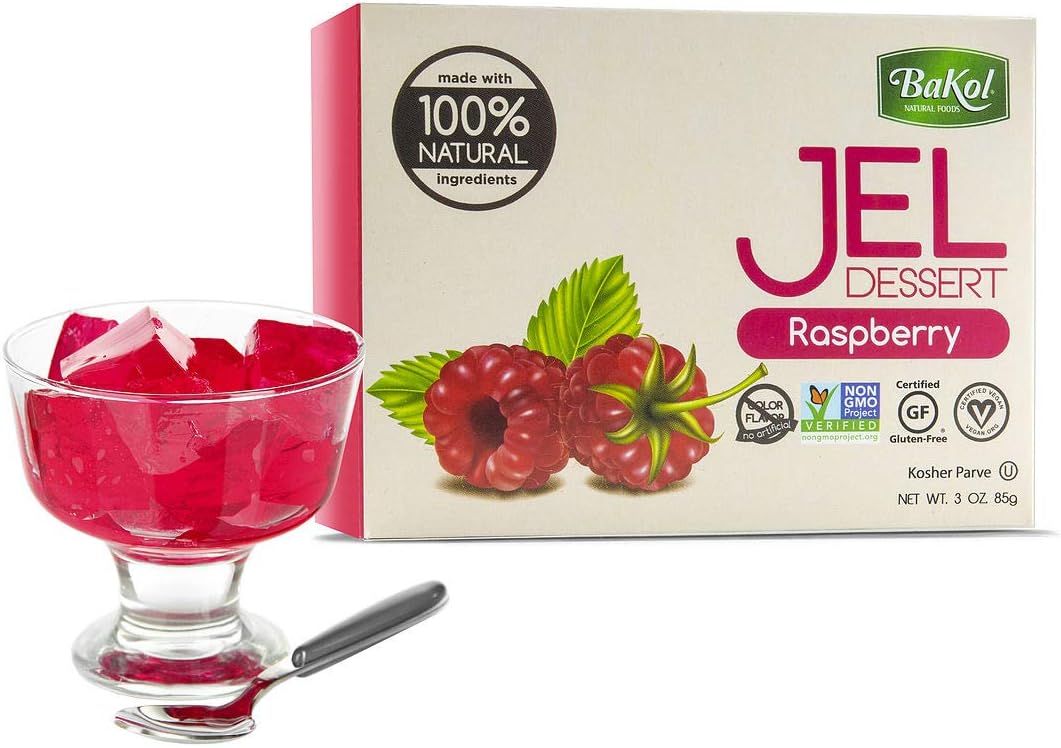Bakol Jel Dessert - All Natural Vegan Dessert Mix - Kosher - Halal - No Artificial Sweeteners Flavors or Colors – Raspberry Flavor