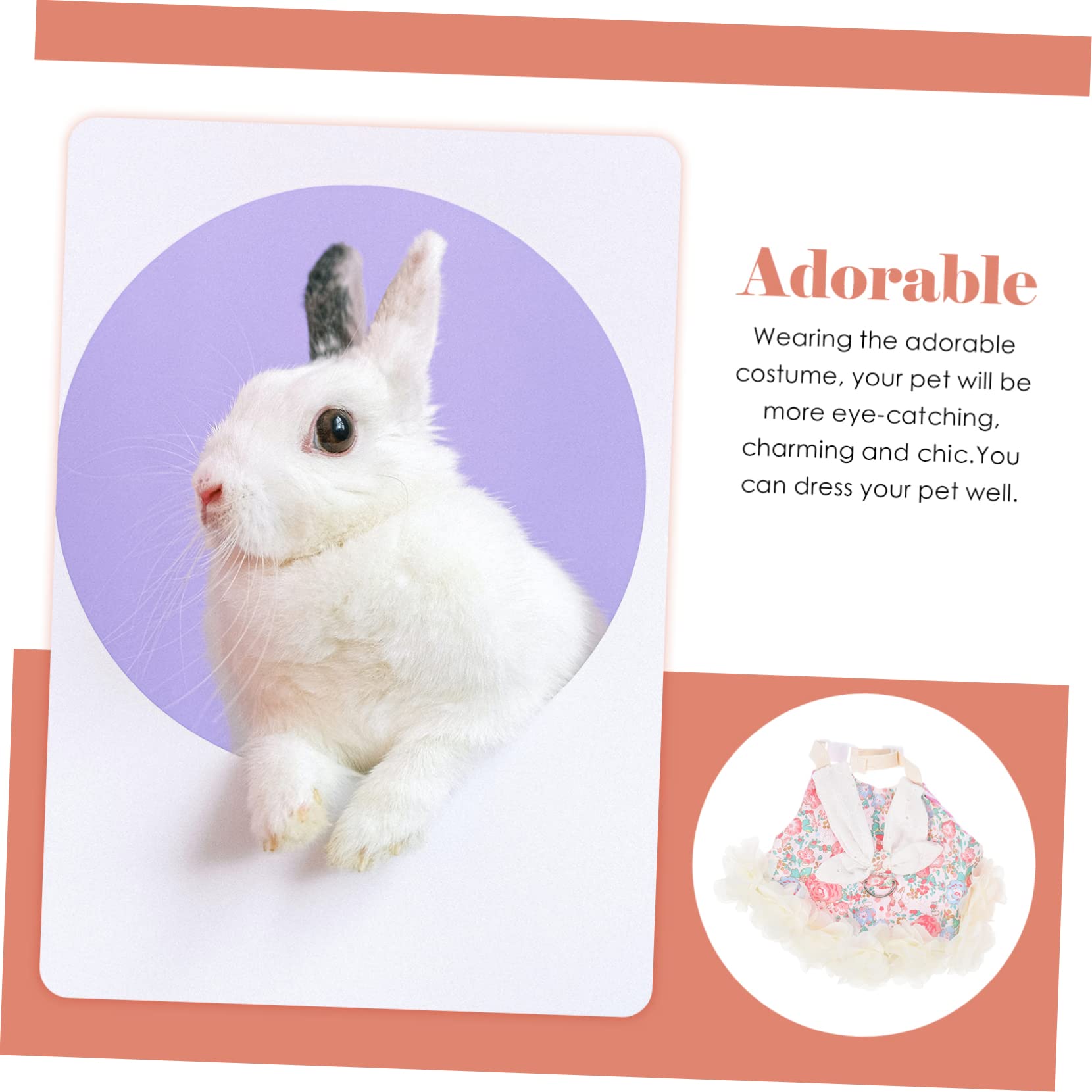 POPETPOP Ensemble Vêtement Décoratif pour Lapin Laisse en Coton Rose, Doux Odeur, pour Promenades Extérieures et Fêtes