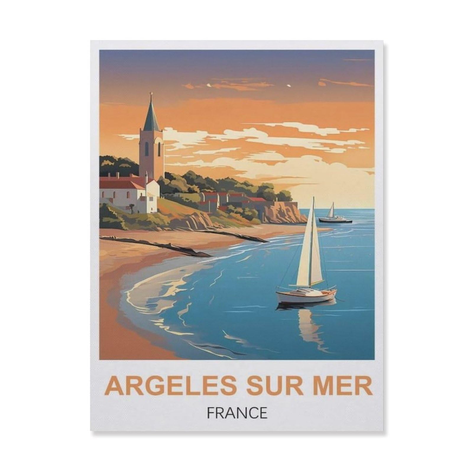 Funny Bathroom Wall Decor Signs，Argeles Sur Mer France(20x30cm）