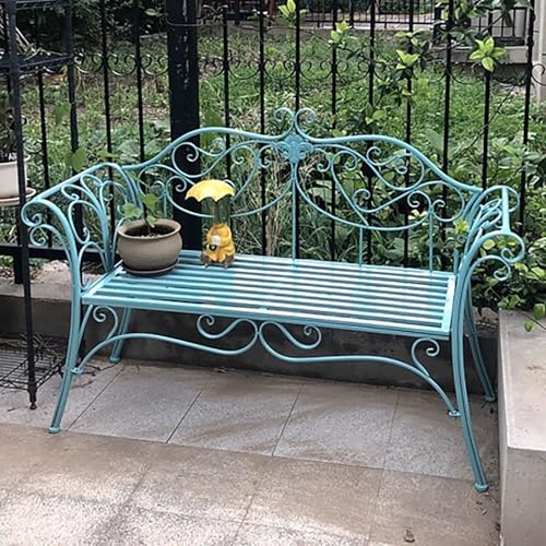 ZUGIATP Banco De 2 Plazas con Respaldo Y Reposabrazos Estilo Retro De Metal Ideal para Exteriores Parque Jardín Porche Césped O Patio Trasero(B)