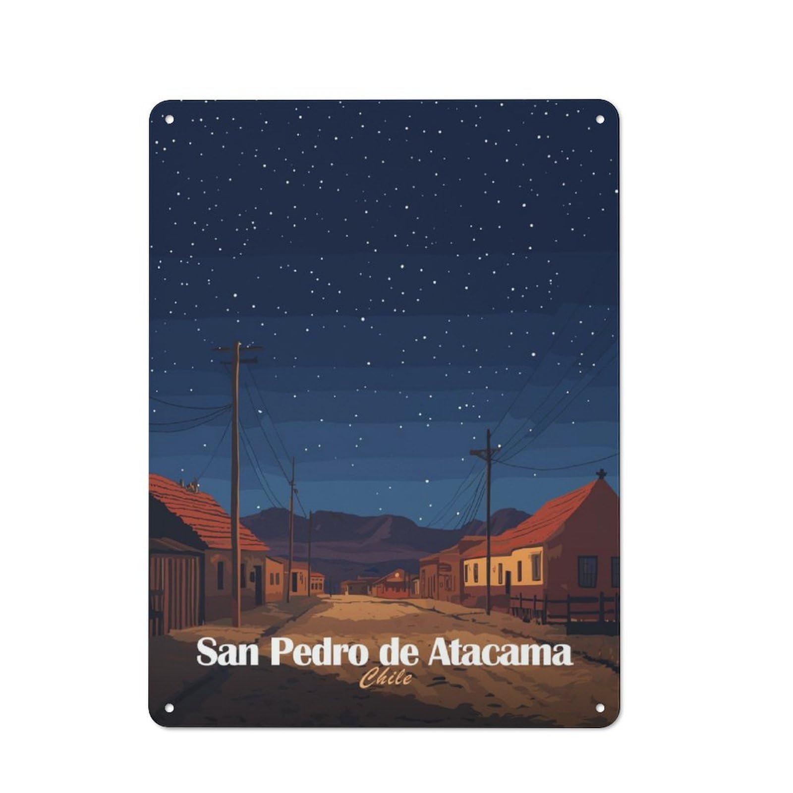 Junmoney San Pedro De Atacama Night Metal Plaque 40X30cm With For Workshop Wall, Retro Decor, A New Home Gift For Collectors Of Metal Signs