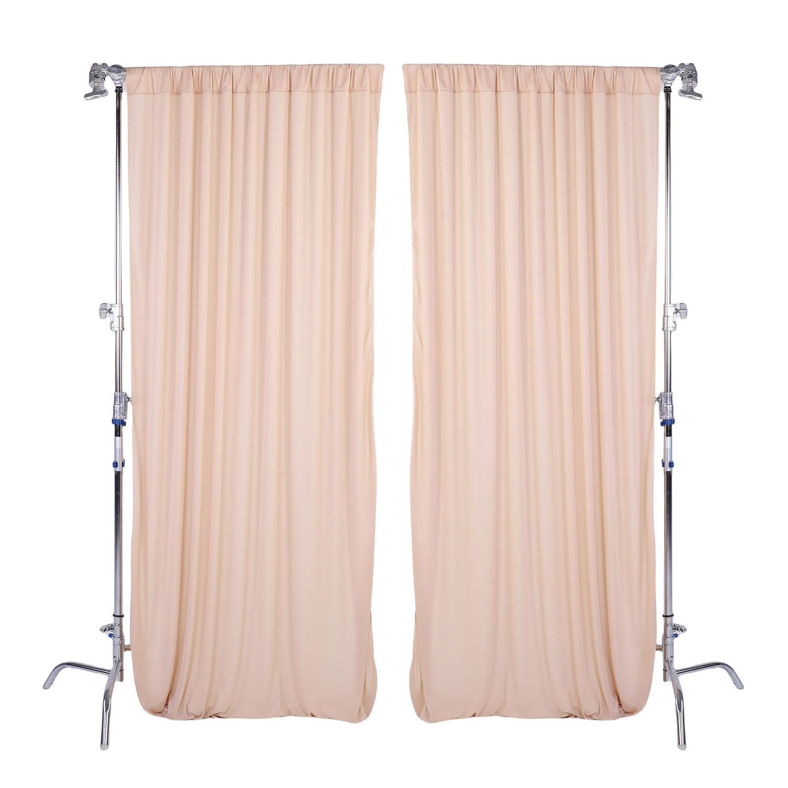 Srliya Tissu de Toile de Fond Champagne élégant, Rideaux de Fond de Mariage en Mousseline de Polyester 5x10 Pieds, Décorations de Cabine Photo