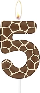 Birthday Candles Number 5,Safari Jungle Wild Animals Cake Toppers Wild Animal 5th Cake Decorations for Baby Shower Safari Jungle Theme Party Supplies