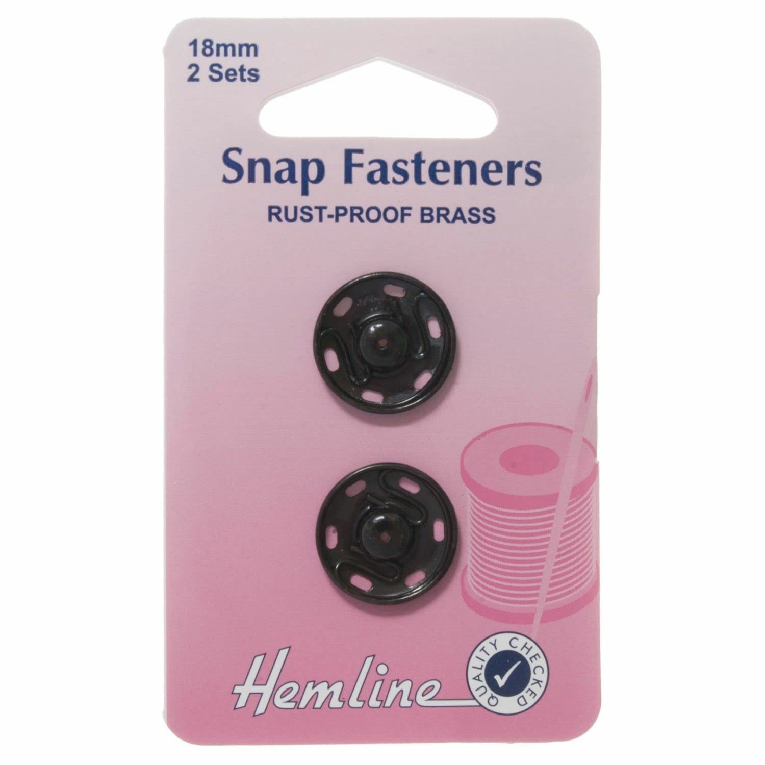Hemline Black Sew On Snap Fasteners (Black) - 18Mm