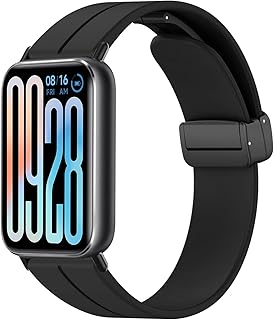[SinRenn] バンド Xiaomi Smart Band 9 Pro/8 Pro 対応 柔らかい シリコン製 弾力 磁気付き マグネットバックル ベルト サイズ調節可能 磁気開閉 軽量 柔軟なシリコン 交換ベルト ストラップ 男女通用 多色選択 コンパチブル Xiaomi Redmi Watch 6/5/Watch 4/Mi Band 9 Pro/8 Pro 交換バンド (ブラック)