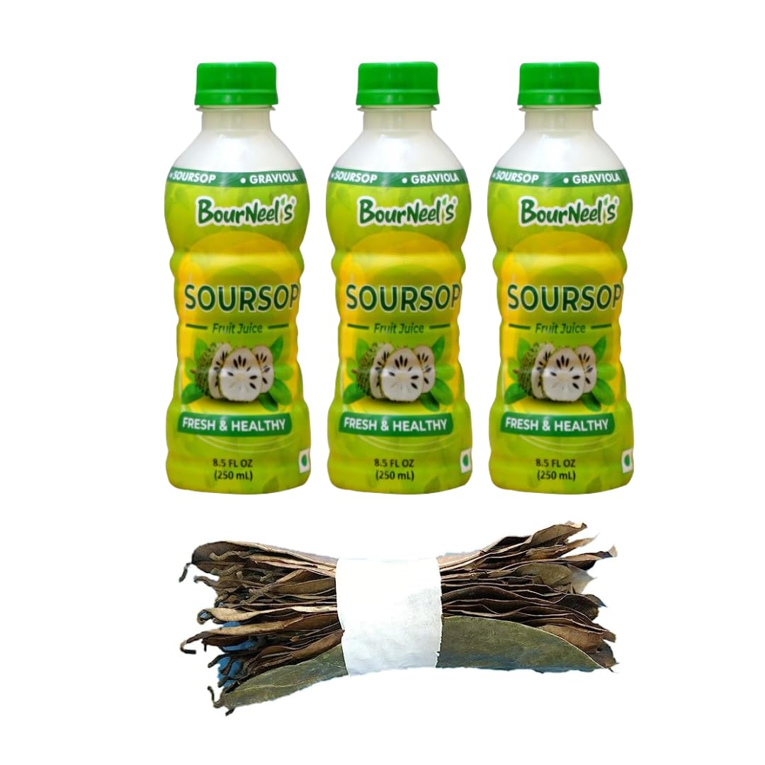 BourNeels® Soursop Pack of 2 (3 Soursop Fruit Juice 250ml + 50 Soursop Dry Leaves) High vitamin CSoursop Graviola Laxmanphal fruit pulp juice drink & soursop kadha tea (B0746HJX82) Amazon Price History, Amazon Price Tracker