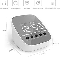 Vista 2 de Reloj despertador, reloj despertador digital LED, 3 niveles de brillo, 2 alarmas, 12/24 horas, repetición, pequeños relojes despertadores