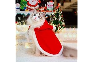 WeeH Cat Xmas Holiday Costume - Red Christmas Cape Hooded Cloak