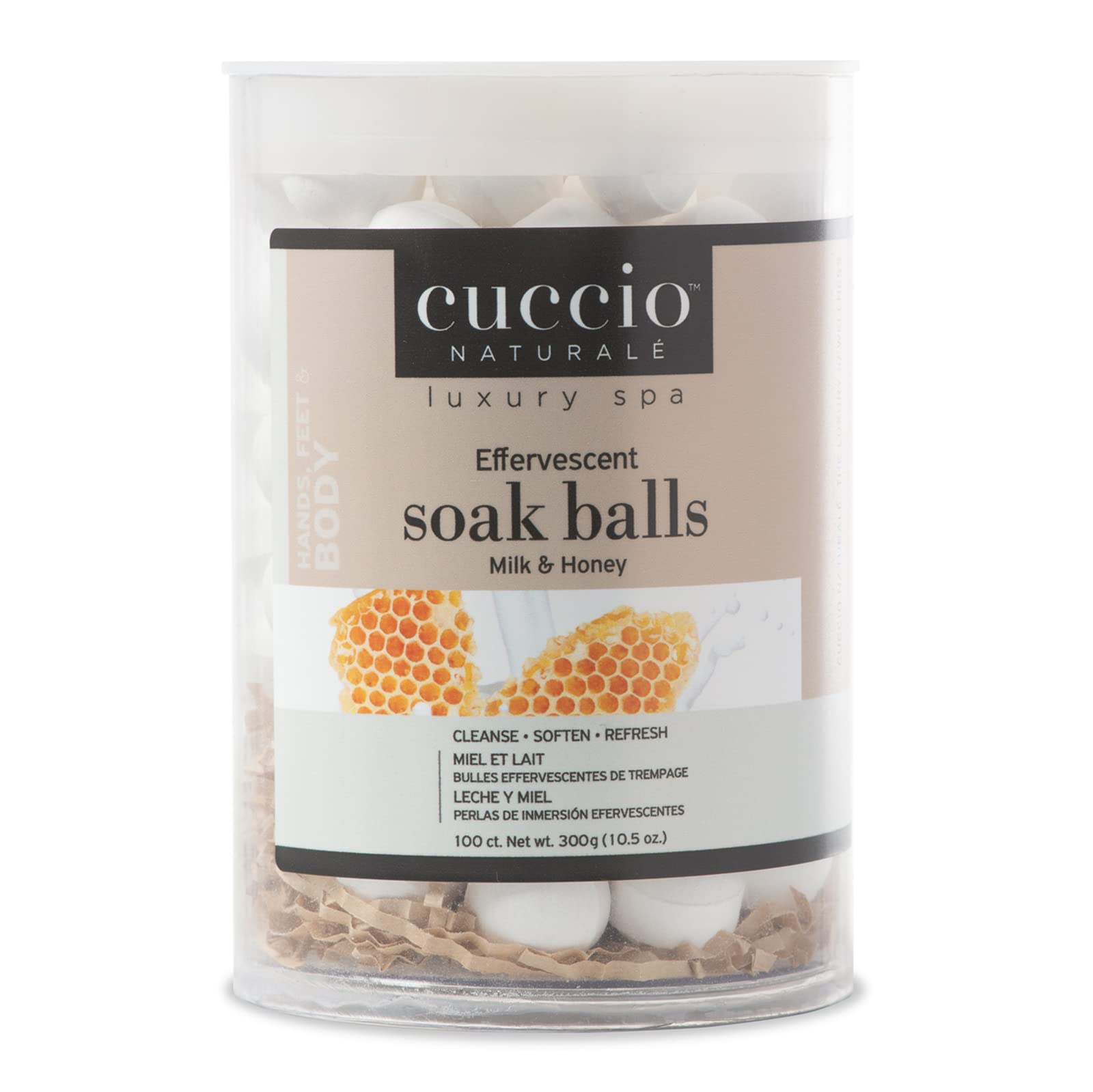 Cuccio - Soak Balls Effervescent - Milk and Honey - for Women - Nail Treatment - 100 Pc, 100 count (Pack of 1)