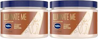 Vaseline Illuminate Me Whipped Body Butter 2-Pack, 11oz Ea - Lightweight Moisturizer for Glowing, Hydrated Melanin-Rich Skin