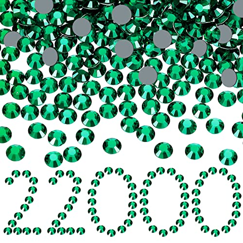 Image of 22000 Pcs Hotfix Rhinestone Bulk Crystal Iron on Flat Back Nail Gems Hot Fix Round Glass Rhinestones for Bedazzling DIY Crafts Clothes Shoes Supplies Decoration 2.7-2.9mm(SS10, Green)