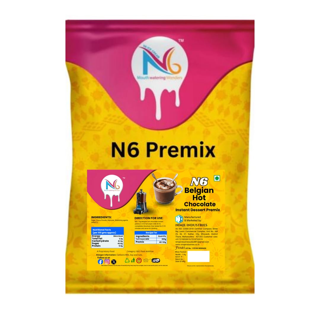 N6 Belgian Hot Chocolate Premix 1 Kg – Premium Rich Cocoa Drink Mix | Thick & Creamy Hot Beverage Powder | Easy Café Style Preparation | For Home & Commercial Use-image-2