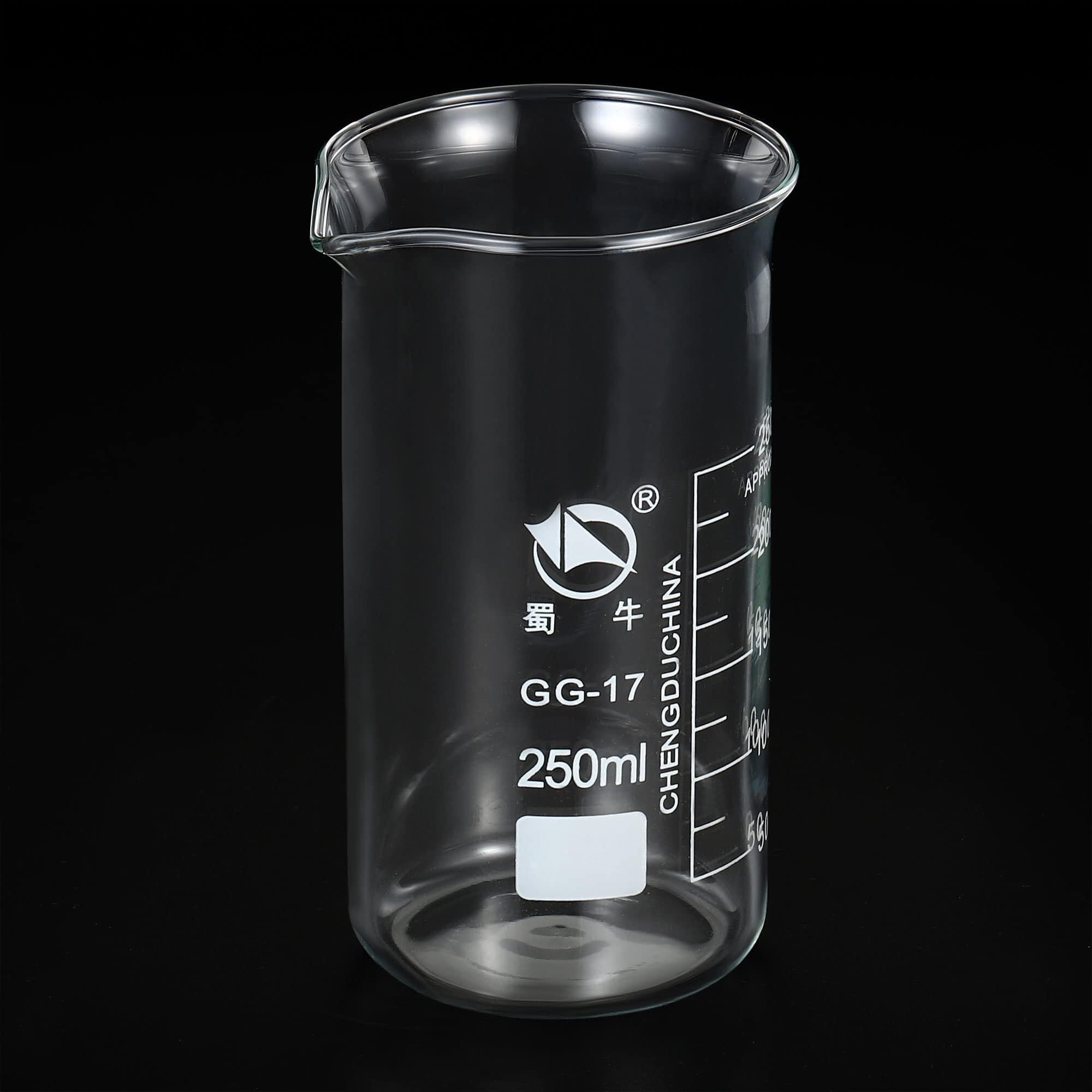 Becher in Vetro 2000ml, Vetro Borosilicato Resistente al Calore con Beccuccio(250ml)