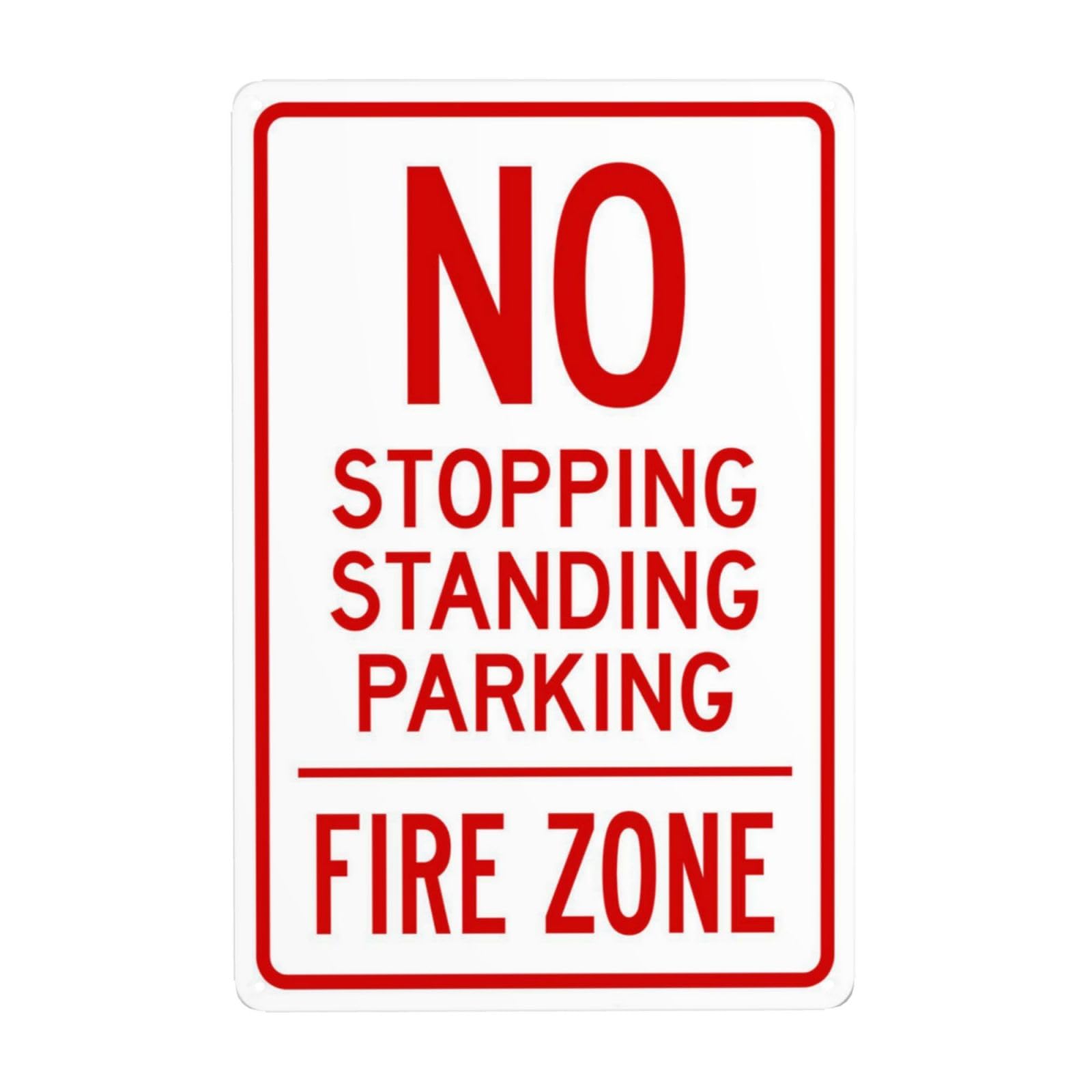 SMAZDFXX No Stopping Standing Or Parking Fire Zone Metal Warning Signs, Cautions Security Tin Sign, Safety Posted Signs for Street Business Wall Decor 5.5"x8"