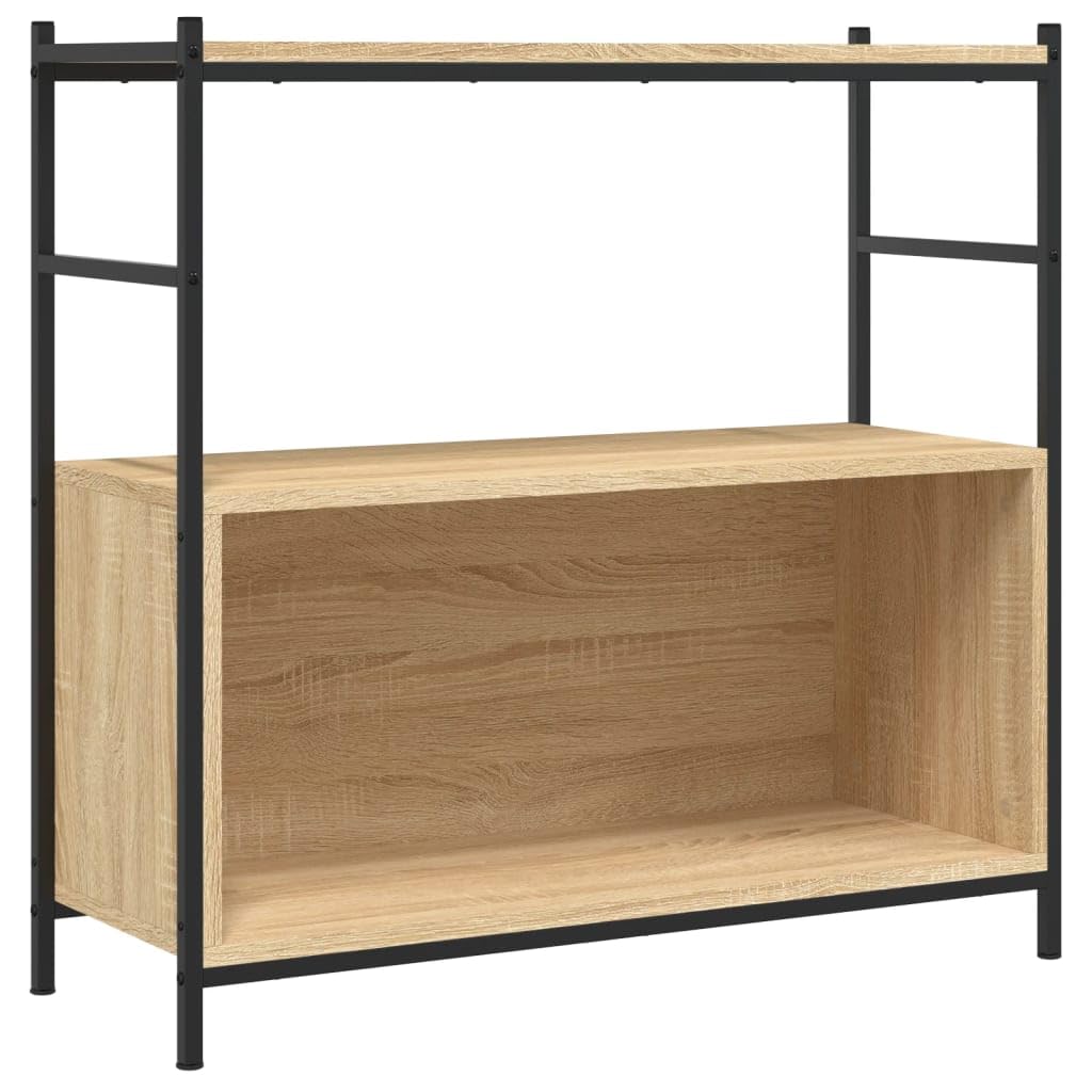 Librería Sonoma Roble 80 x 30 x 78,5 cm, madera y hierro, estilo industrial con patas ajustables, estructura metálica para mayor estabilidad, diseño abierto