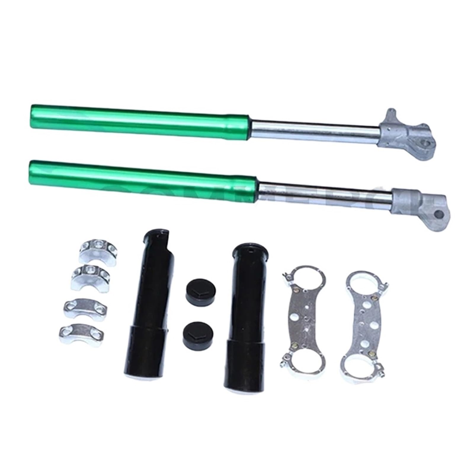suspensión neumática trasera amortiguadores Kit Placa Conexión Superior E Inferior Amortiguador Horquilla Delantera 550 Mm Para Minimotos, Ciclomotores Motocross 2 Tiempos 49 Cc.(Green Set B)