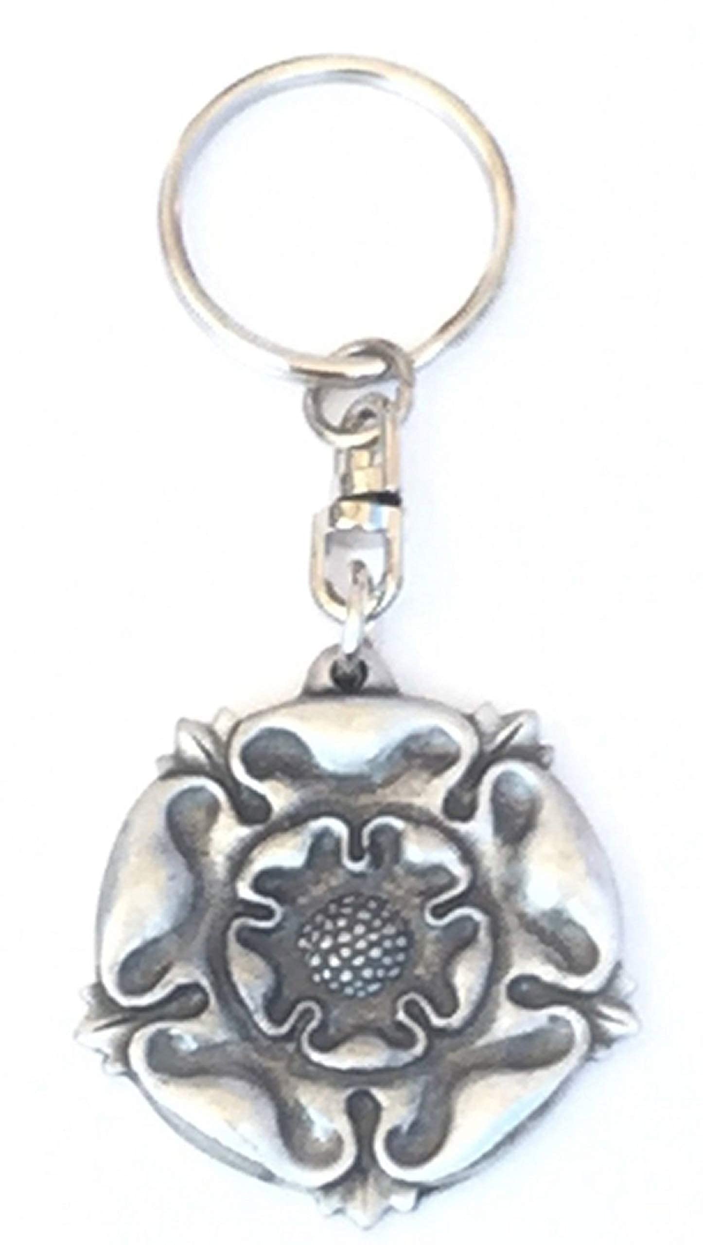 Emblems-Gifts Tudor Rose Key ring Handcrafted In Solid Pewter + 59mm Button Badge