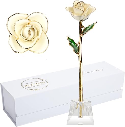 Miniatura 7 de MAXSPT Regalos para mamá, rosa dorada, rosa bañada en oro hecha de rosa real, regalos para ella y los mejores regalos para madre rosas doradas (rosa