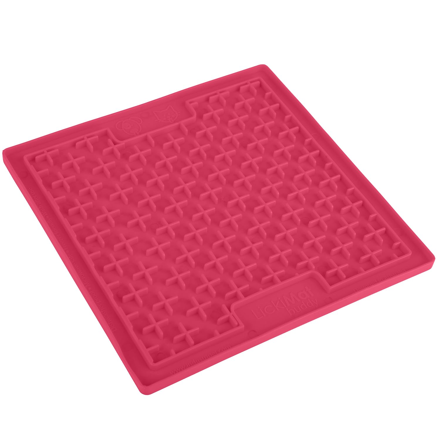 LickiMat Classic Buddy Cat Slow Feeders Lick Mat, Boredom Anxiety Reducer; Perfect for Food, Treats, Yogurt, or Peanut Butter. Fun Alternative to a Slow Feed Cat Bowl or Dish, Pink